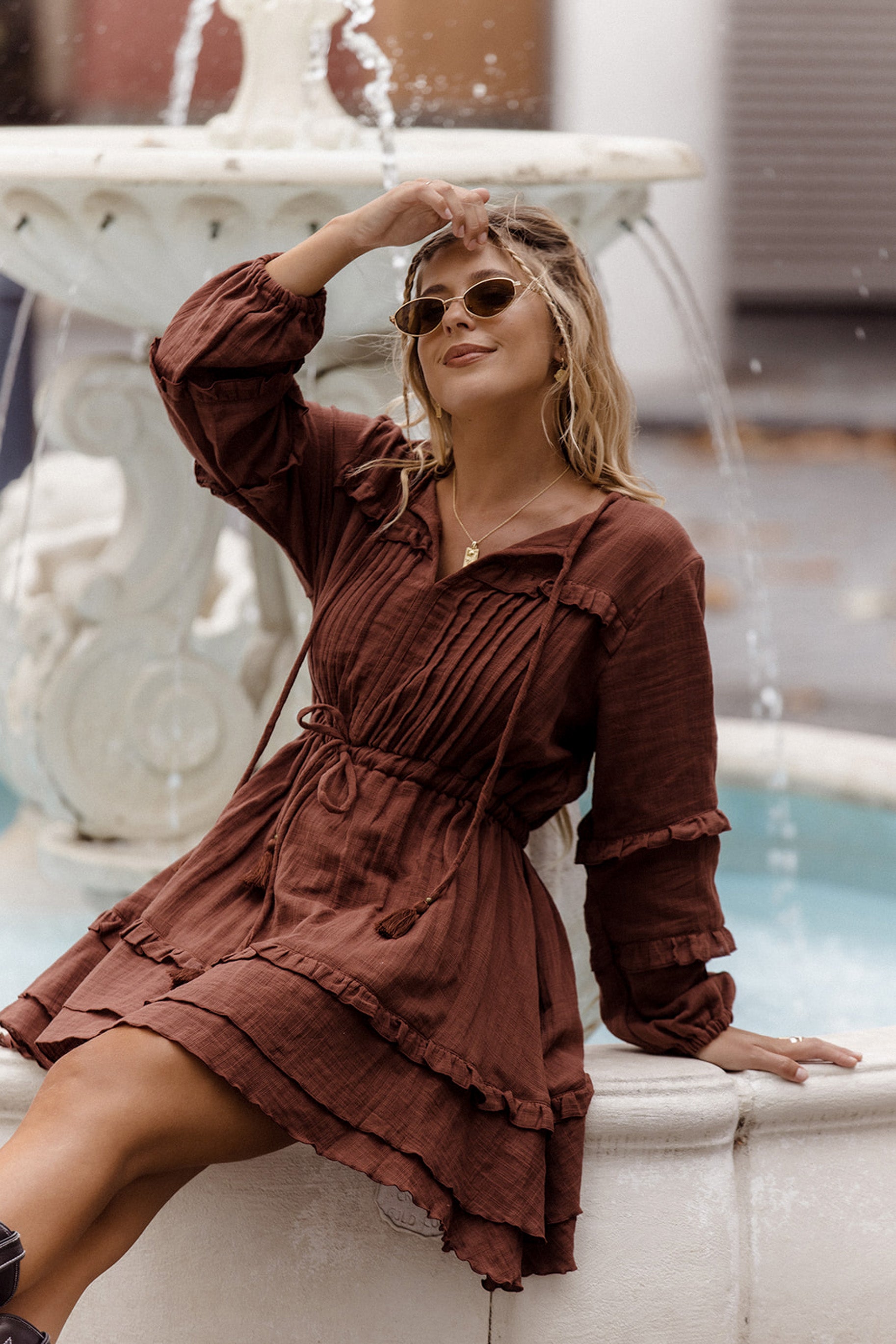 Tropicaldream Women Mini Dress Chocolate Boho