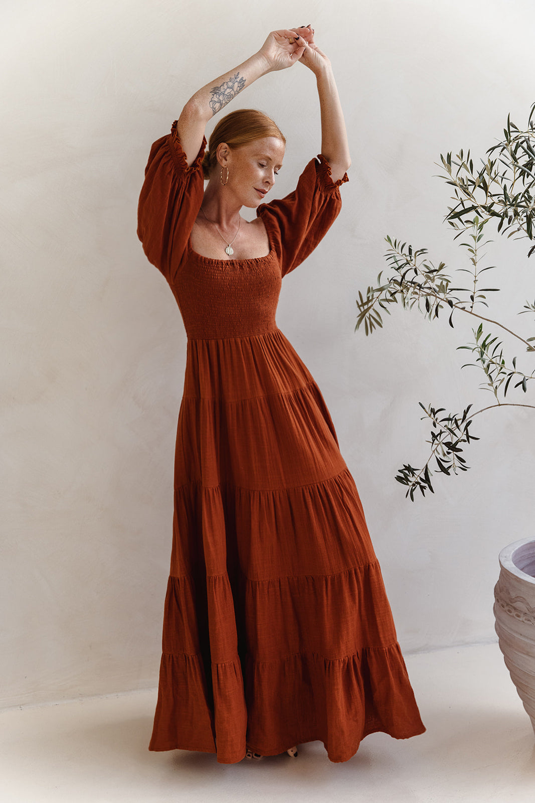 Rust dress maxi fashion