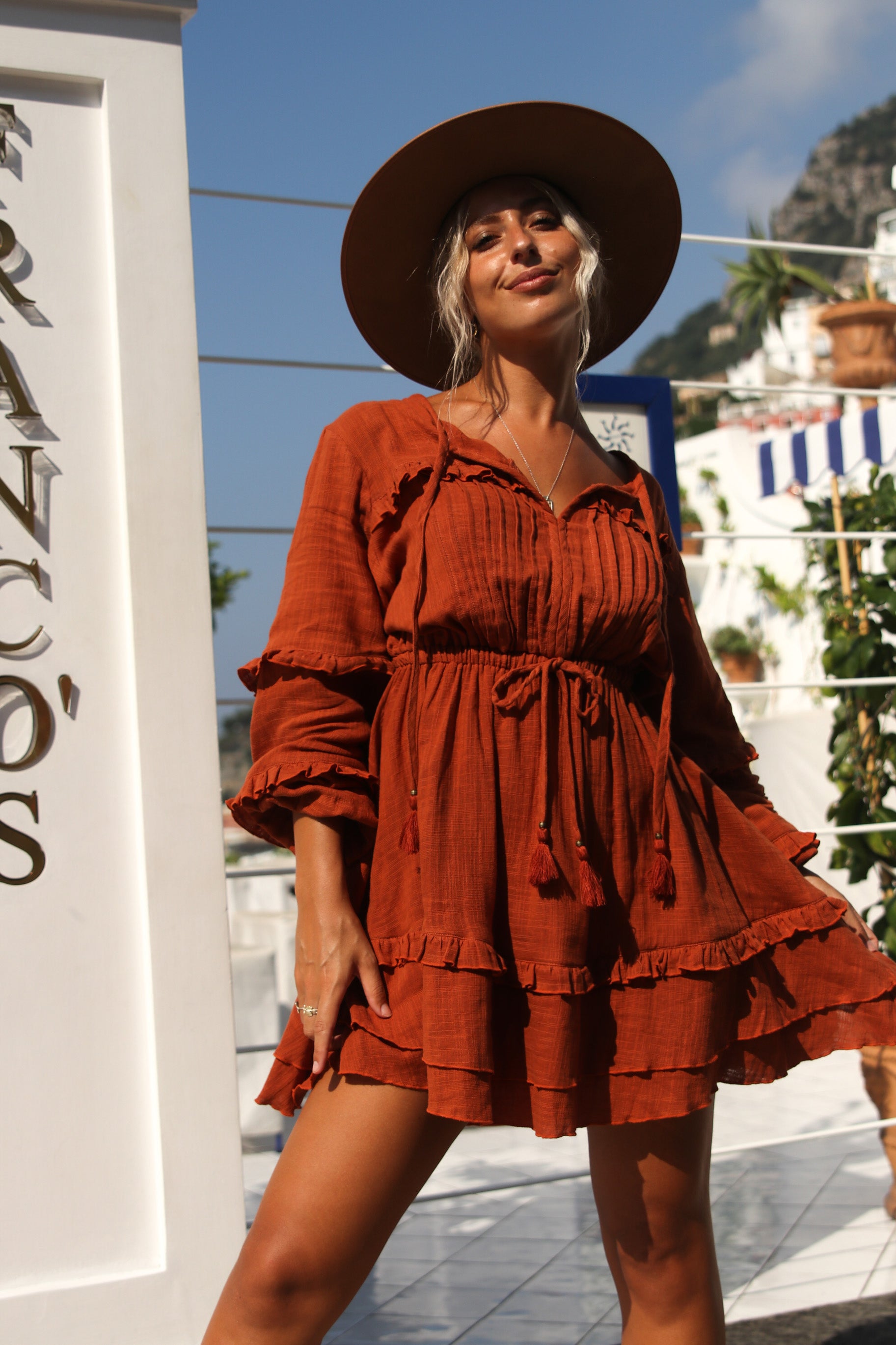 Boho rust dress sale